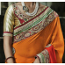 Captivating Orange Colored Embroidered Faux Georgette Saree 